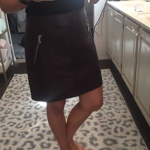 Genuine leather mini skirt
